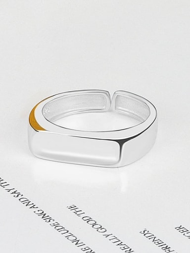 Platinum 925 Sterling Silver Geometric Minimalist Band Ring
