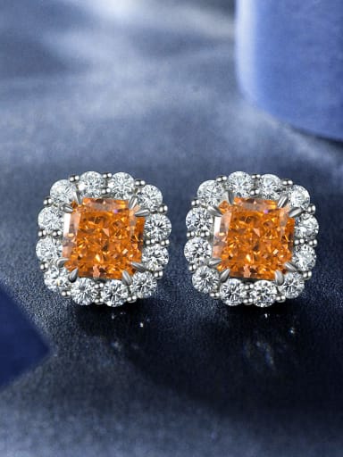 Rose Orange [E 2056] 925 Sterling Silver High Carbon Diamond Geometric Luxury Cluster Earring