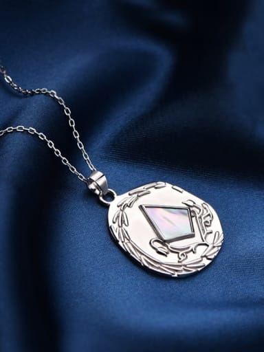 silvery 925 Sterling Silver Shell Irregular Minimalist Necklace