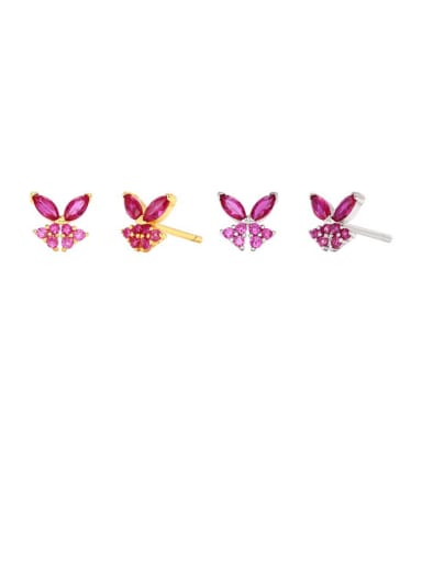 925 Sterling Silver Cubic Zirconia Butterfly Minimalist Stud Earring