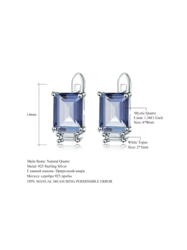 925 Sterling Silver Swiss Blue Topaz Geometric Luxury Stud Earring