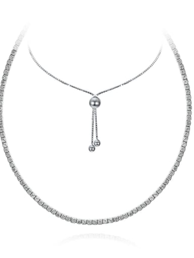 925 Sterling Silver High Carbon Diamond Blue Dainty Choker Necklace
