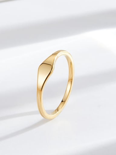 Titanium Steel  Minimalist Smooth Flat Gold Band Ring