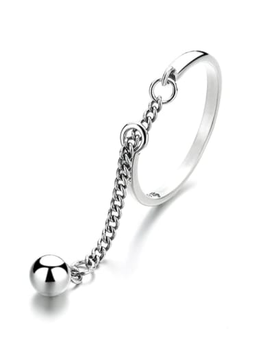 925 Sterling Silver Bead Chain Tassel Vintage Band Ring