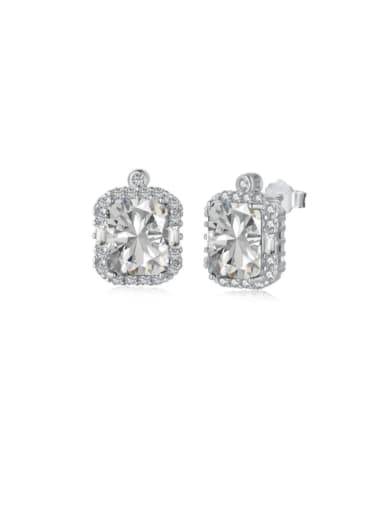 DY110121 S W WH 925 Sterling Silver Cubic Zirconia Geometric Luxury Stud Earring