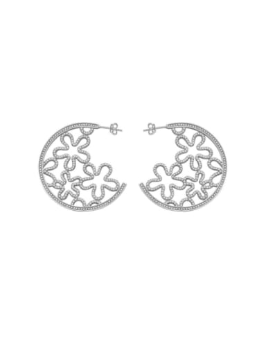 925 Sterling Silver Cubic Zirconia Flower Trend Stud Earring