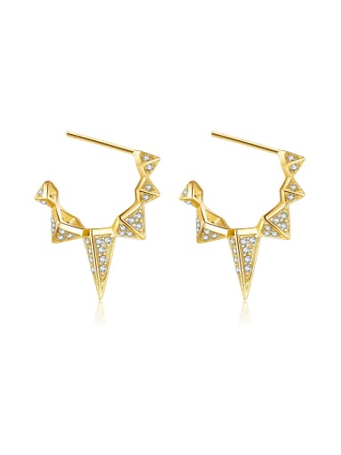 18K gold (white stone) 925 Sterling Silver Cubic Zirconia Geometric Dainty Stud Earring