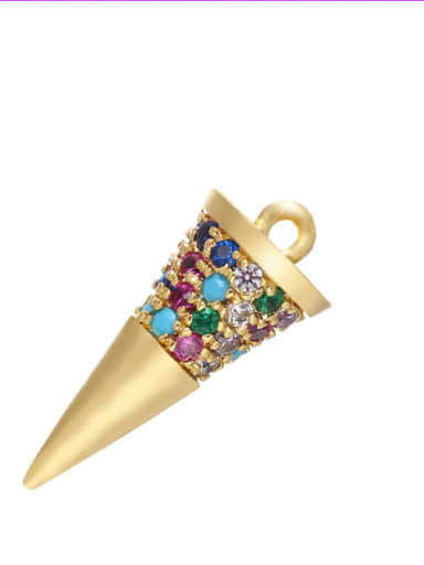 Gold color diamond Brass Horn Pendant with Micro-Set Fancy Diamonds