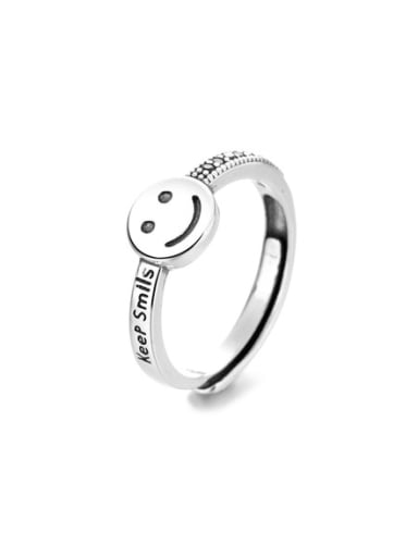 925 Sterling Silver Cubic Zirconia Smiley Vintage Ring