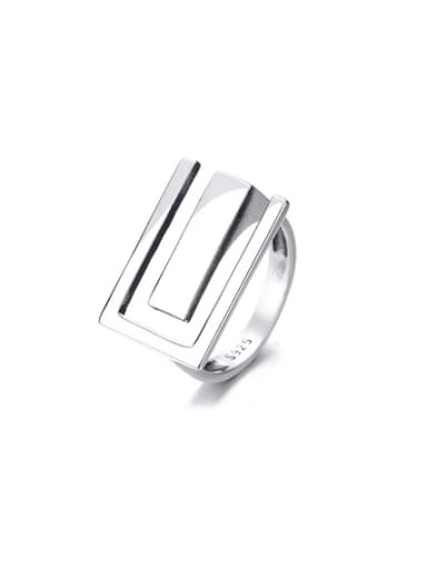 925 Sterling Silver Smooth  Geometric Vintage Ring