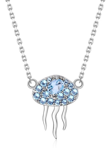 925 Sterling Silver Swiss Blue Topaz Animal Artisan Necklace