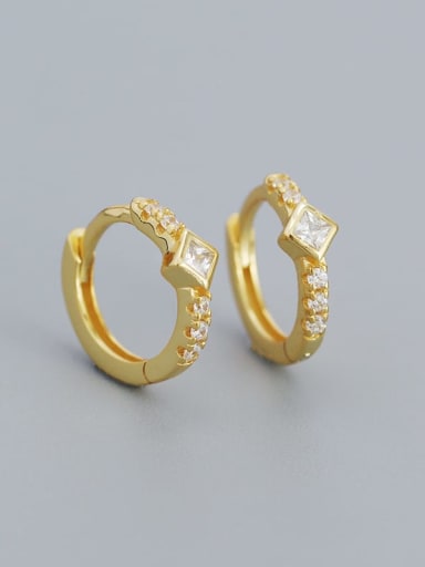 Gold (square stone) 925 Sterling Silver Cubic Zirconia Geometric Dainty Stud Earring