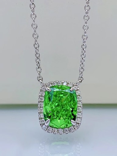green 925 Sterling Silver High Carbon Diamond Geometric Luxury Necklace