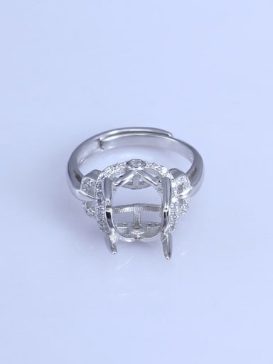 925 Sterling Silver 18K White Gold Plated Geometric Ring Setting Stone size: 8*10 9*11 10*12 10*14 12*16MM