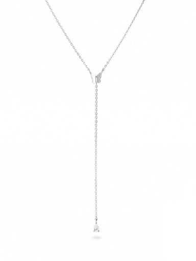 Platinum Style 2 925 Sterling Silver Tassel Minimalist Lariat Necklace