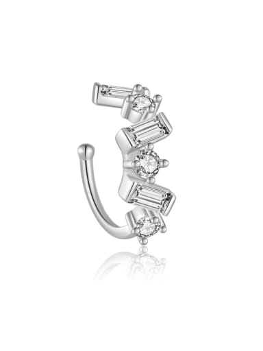 Platinum [White Stone] 925 Sterling Silver Cubic Zirconia Geometric Dainty Stud Earring