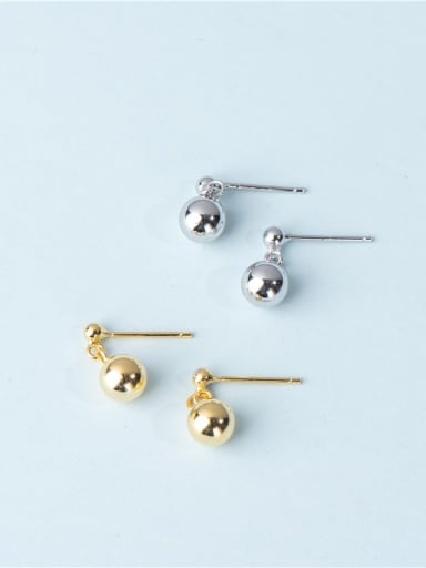 925 Sterling Silver Bead Round Minimalist Drop Earring