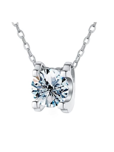 1.0 Ct [white mousse diamond] platinum 925 Sterling Silver Moissanite Square Dainty Necklace