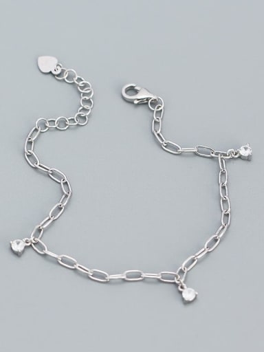 Platinum 925 Sterling Silver Cubic Zirconia Tassel Dainty Bracelet