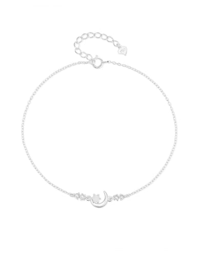 925 Sterling Silver Moon Minimalist Anklet