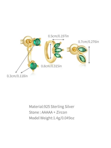 3 pieces per set, gold 2 925 Sterling Silver Cubic Zirconia Geometric Minimalist Huggie Earring