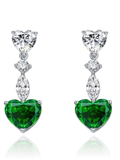 925 Sterling Silver High Carbon Diamond Heart Luxury Drop Earring