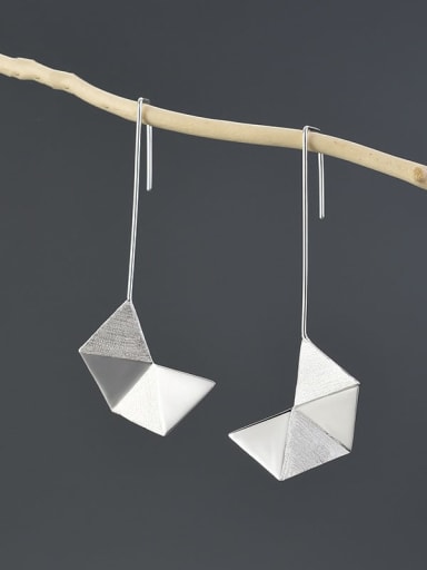 925 Sterling Silver Origami Silver Minimalist Creative Design Artisan Hook Earring