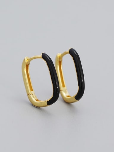 Gold (black) 925 Sterling Silver Enamel Geometric Vintage Stud Earring