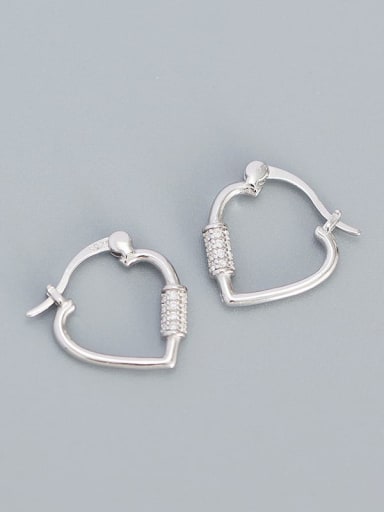 White Gold 925 Sterling Silver Cubic Zirconia Heart Dainty Stud Earring