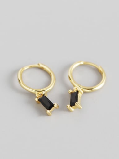 4#Blackstone gold 925 Sterling Silver Cubic Zirconia Multi Color Geometric Minimalist Huggie Earring