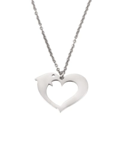 Stainless steel Heart Dolphin Minimalist Necklace