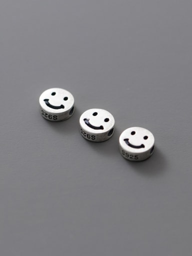 custom S925 Silver Distressed 6mm Horizontal Perforated Smiley Face Beads