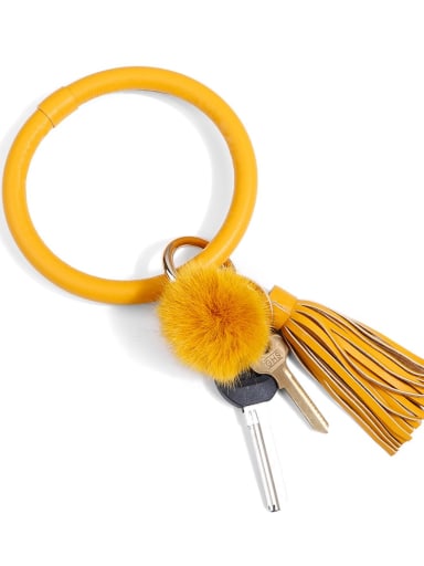 K68131 Alloy Tassel Mink-like fur Leather Hand ring/Key Chain