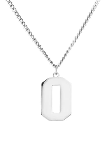 Number 0 necklace Titanium Steel Number Minimalist Long Strand Necklace