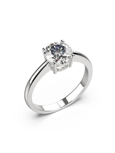 925 Sterling Silver High Carbon Diamond Geometric Minimalist Ring