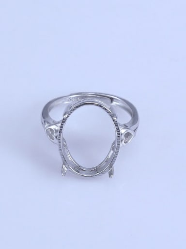 925 Sterling Silver 18K White Gold Plated Geometric Ring Setting Stone size: 8*10 10*12 12*14 13*18 15*20MM