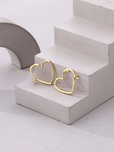 E2672 Gold 925 Sterling Silver Heart Minimalist Stud Earring