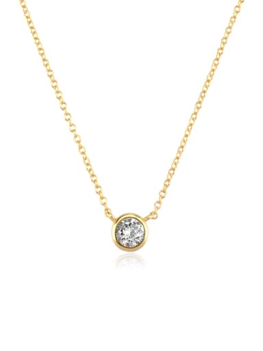 18k gold 925 Sterling Silver Cubic Zirconia Round Minimalist Necklace