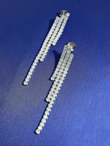 925 Sterling Silver Cubic Zirconia Tassel Luxury Cluster Earring
