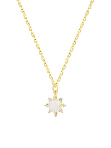 A3586 Gold 925 Sterling Silver Opal Geometric Dainty Necklace