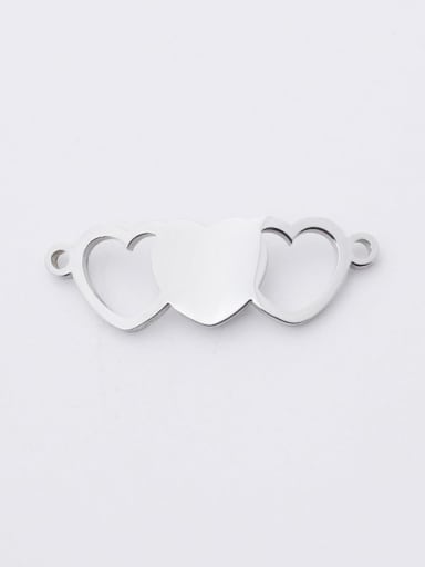 Middle peach heart Stainless steel heart-shaped double hole Connectors