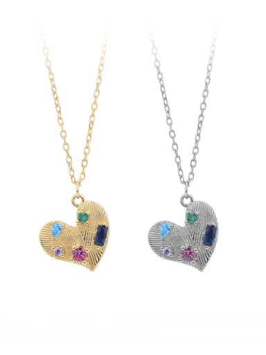 925 Sterling Silver Cubic Zirconia Heart Minimalist Necklace