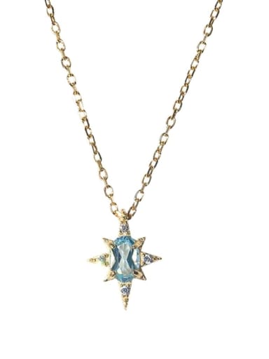 925 Sterling Silver Cubic Zirconia Blue Star Dainty Necklace
