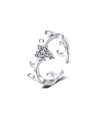 platinum women 925 Sterling Silver Deer Minimalist Couple Christmas Ring