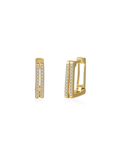 E2767 Gold 925 Sterling Silver Cubic Zirconia Geometric Dainty Huggie Earring