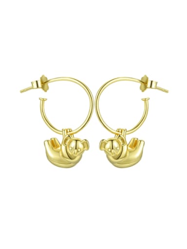 Gold (LFJC0018A) 925 Sterling Silver Animal Artisan Hook Earring