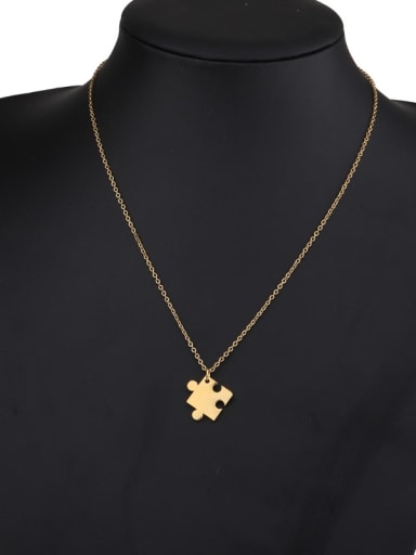 Golden puzzle Stainless steel Heart puzzle Trend Necklace