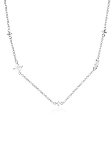 A2724 platinum 925 Sterling Silver Cubic Zirconia Geometric Minimalist Necklace