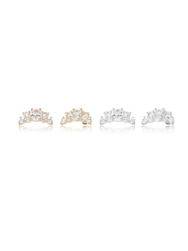 925 Sterling Silver Cubic Zirconia Irregular Dainty Stud Earring