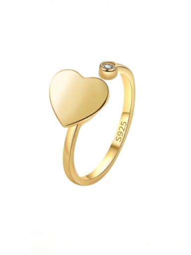 18K Gold 925 Sterling Silver Heart Minimalist Rotate Band Ring
